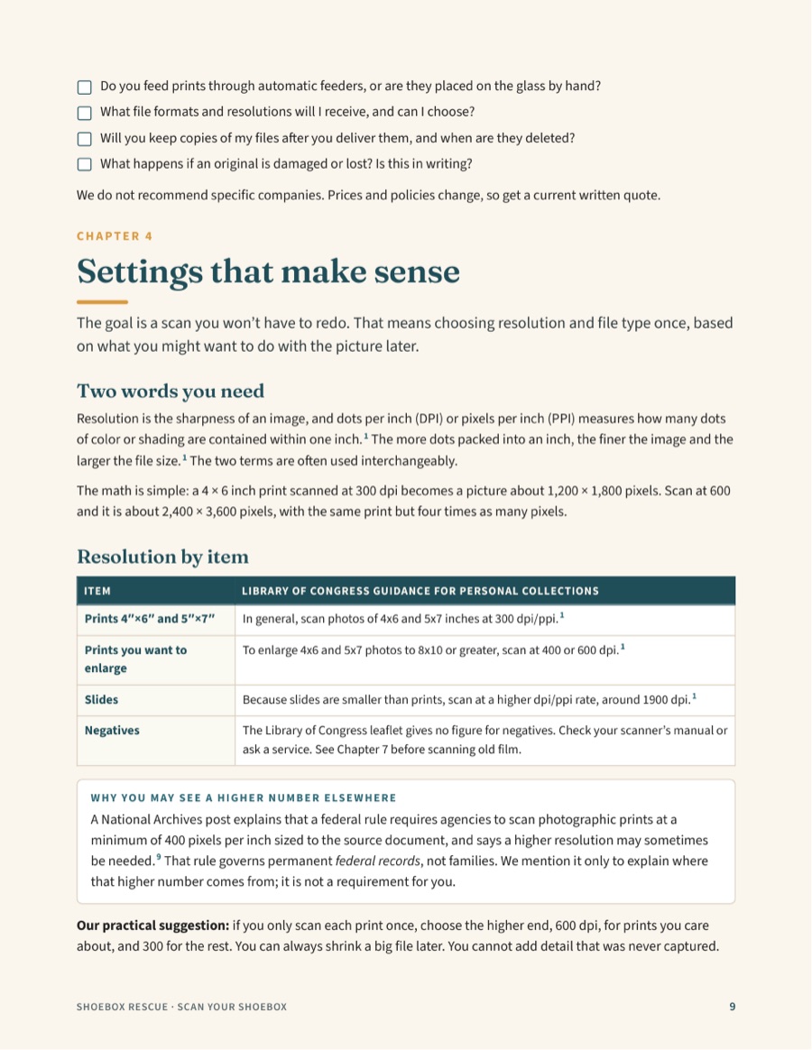 Preview page from Scan Your Shoebox: Settings that make sense (page 9)