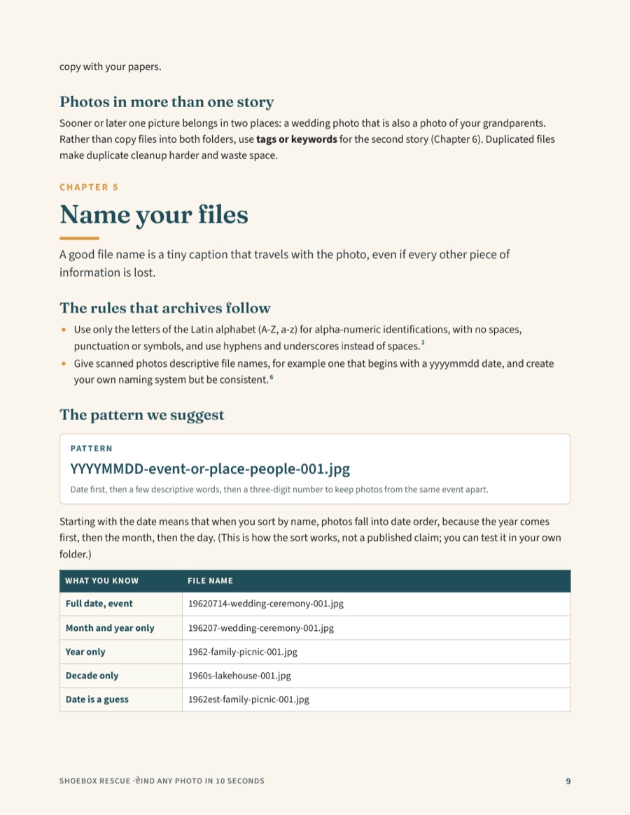 Preview page from Find Any Photo in 10 Seconds: Name your files (page 9)