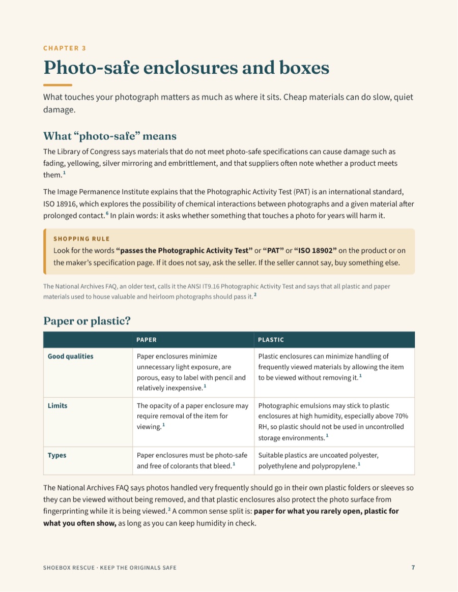 Preview page from Keep the Originals Safe: Photo-safe enclosures and boxes (page 7)