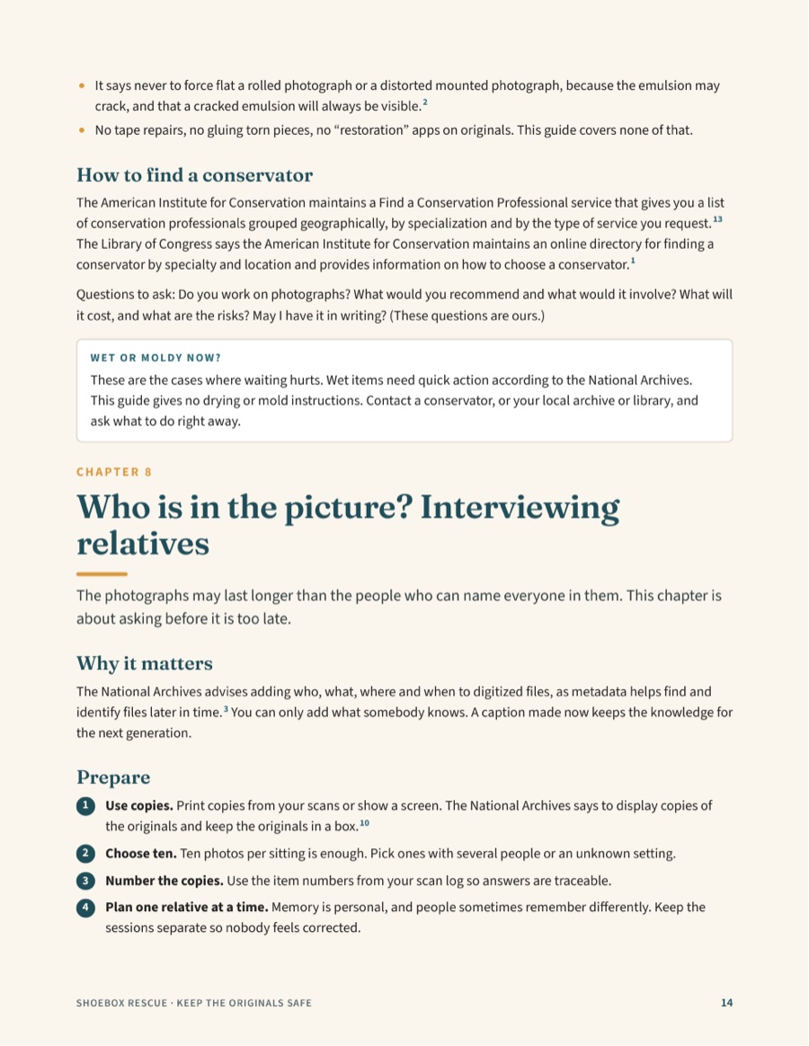 Preview page from Keep the Originals Safe: Who is in the picture? Interviewing relatives (page 14)